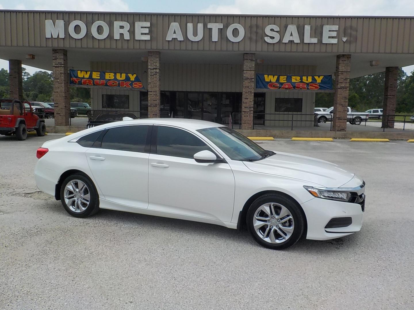 2018 White /Black Honda Accord LX CVT (1HGCV1F13JA) with an 1.5L L4 DOHC 16V engine, CVT transmission, located at 1617 W Church Street, Livingston, TX, 77351, (936) 327-3600, 30.710995, -94.951157 - ONE OWNER!! EXTREMELY low miles!! Bought this one off the street - Photo#0