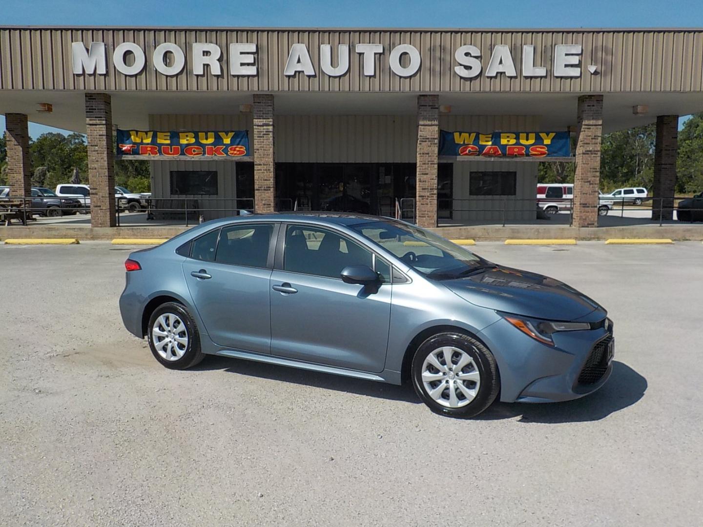 2021 LT BLUE /Black Toyota Corolla LE (JTDEPMAE4MJ) with an 1.8L L4 DOHC 16V engine, CVT transmission, located at 1617 W Church Street, Livingston, TX, 77351, (936) 327-3600, 30.710995, -94.951157 - ONE OWNER!! LOW LOW MILES!! Traded in only because he wanted a truck. - Photo#0