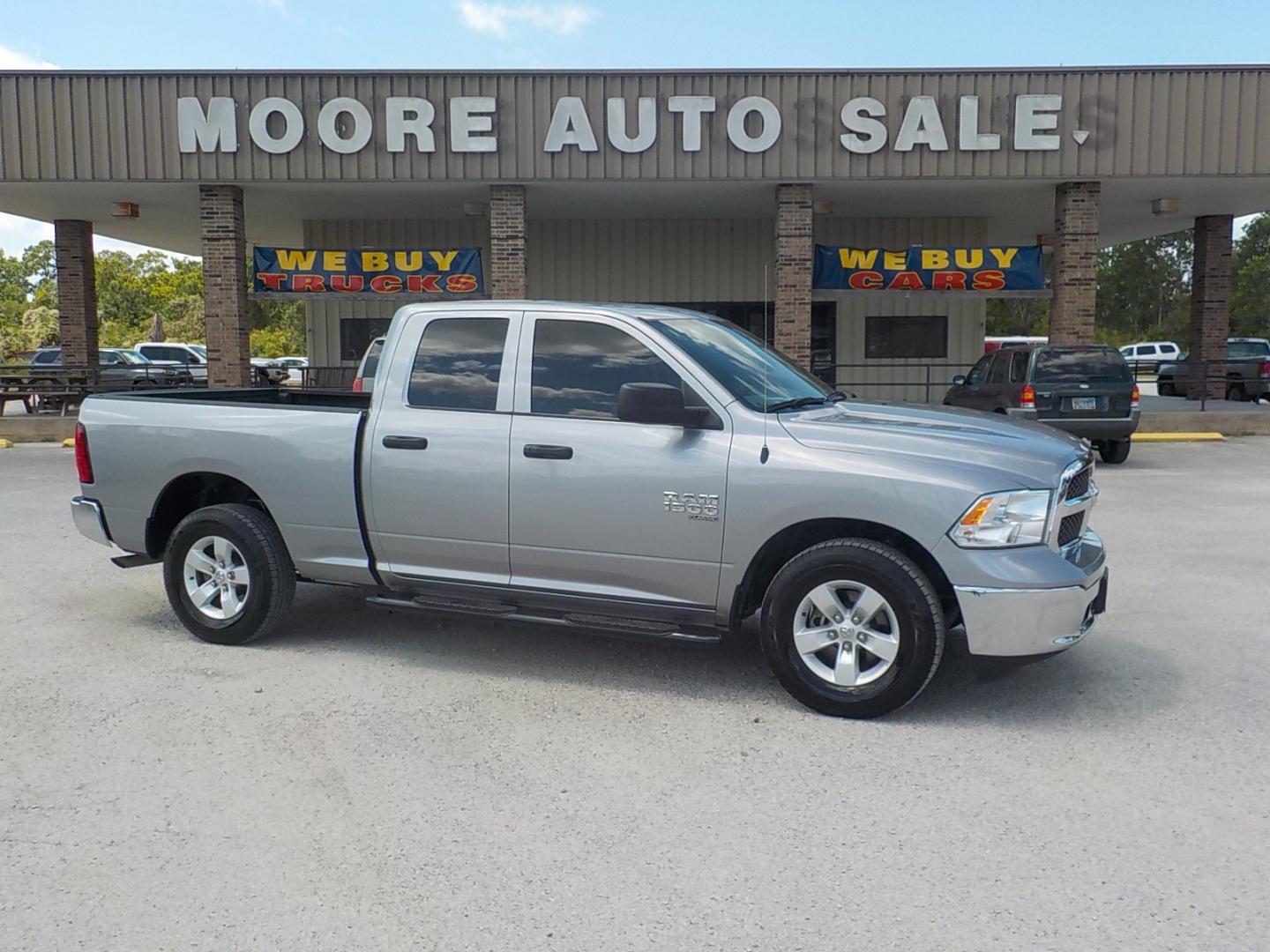 2022 Silver /Gray RAM 1500 Classic Tradesman Quad Cab 2WD (1C6RR6FG2NS) with an 3.6L V6 DOHC 24V FFV engine, 8A transmission, located at 1617 W Church Street, Livingston, TX, 77351, (936) 327-3600, 30.710995, -94.951157 - LOW MILES!! Great truck! - Photo#0