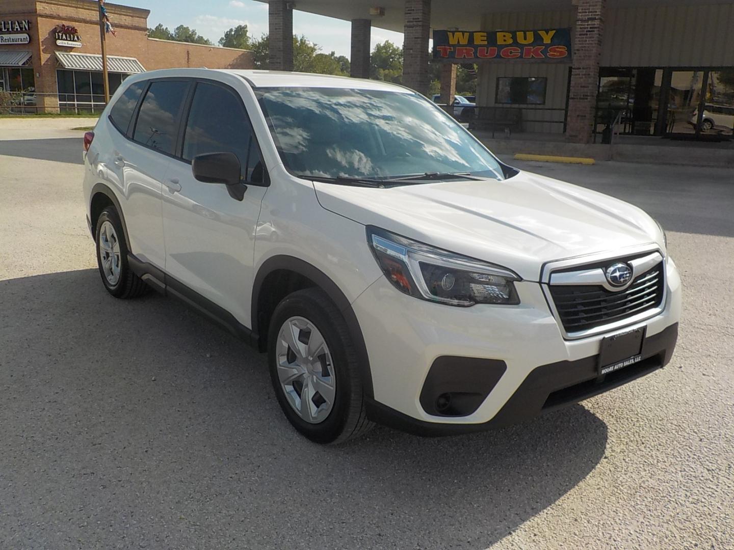 2021 White Subaru Forester Base (JF2SKAAC8MH) with an 2.5L H4 SOHC 16V engine, CVT transmission, located at 1617 W Church Street, Livingston, TX, 77351, (936) 327-3600, 30.710995, -94.951157 - Off road or in town! This vehicle will work either way! - Photo#1